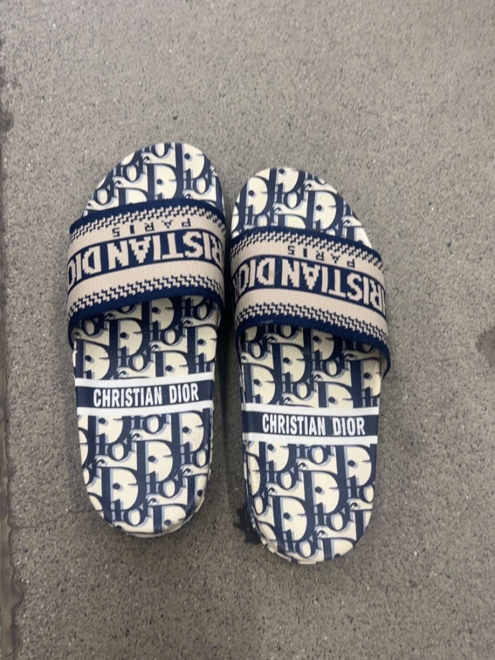Dior Kids Navy & Ivory Monogram Slide Sandals